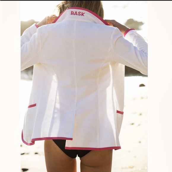Bask- Baskpoolside - white & pink jacket - Women's White & pink Toweling Blazer - Picture 6 of 12